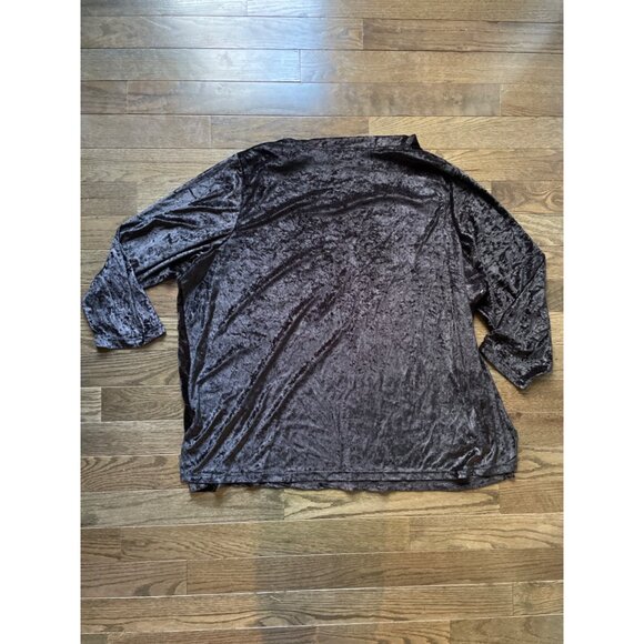 JoRo Fashions Women's 3X Crushed Velvet Black Long Sleeve Top Whimsigoth - Picture 7 of 7
